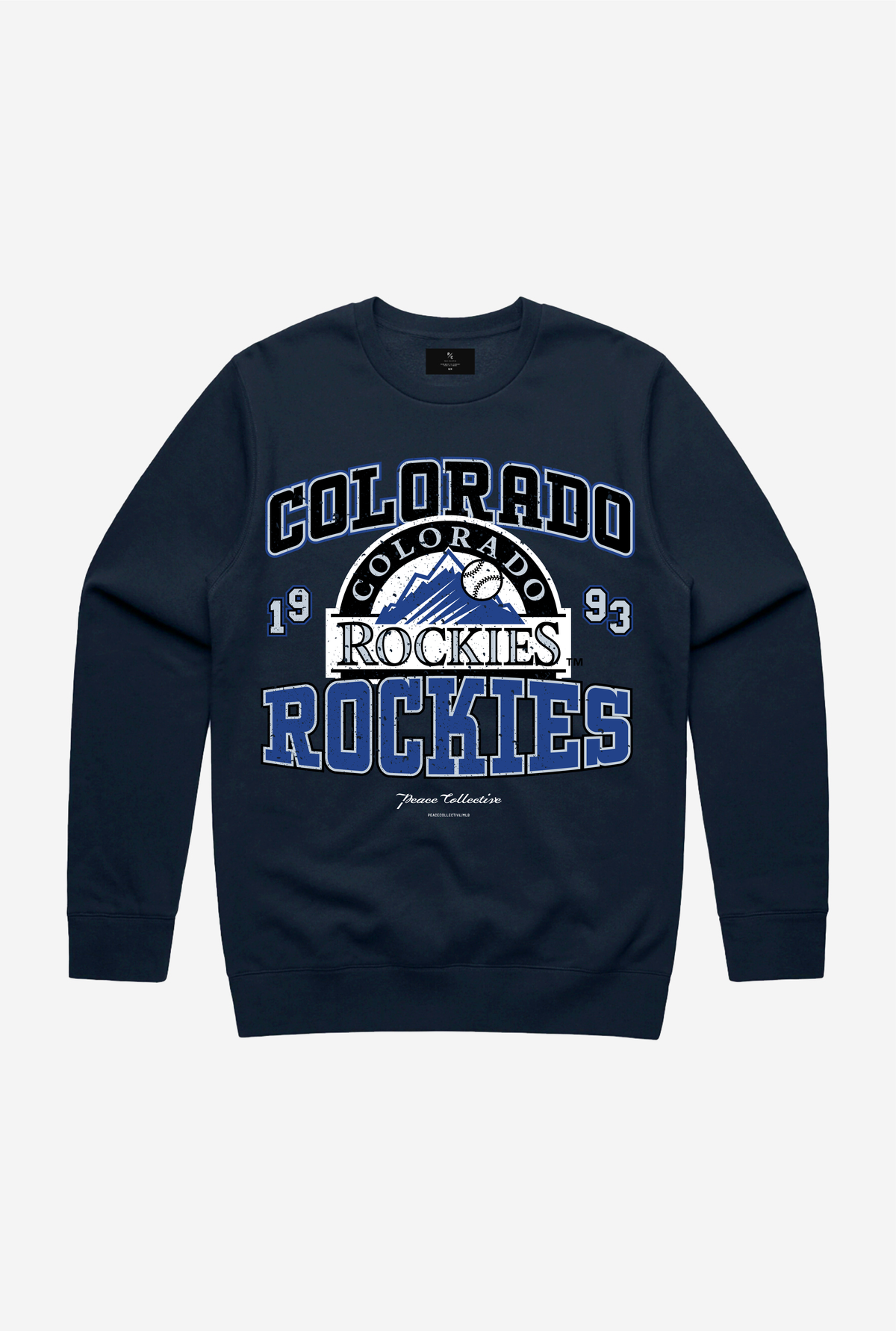 Col ras du cou vintage délavé Colorado Rockies - Marine