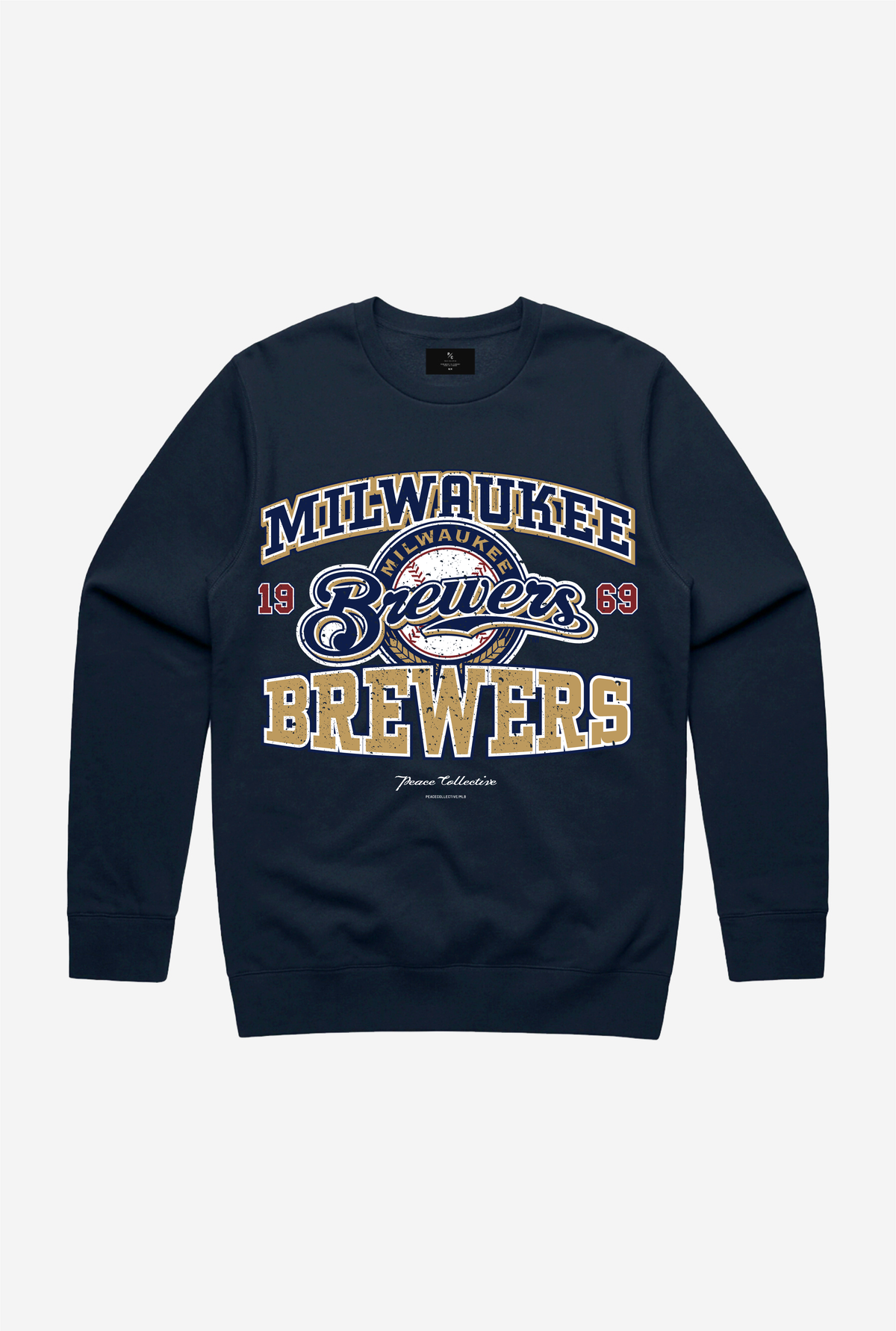 Milwaukee Brewers Vintage Washed Crewneck - Marine