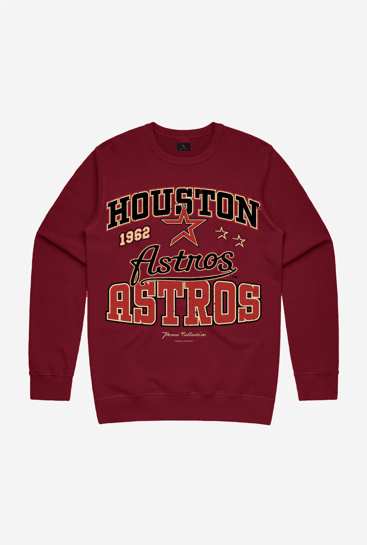 Chandail à col ras du cou Vintage Washed des Astros de Houston - Bordeaux