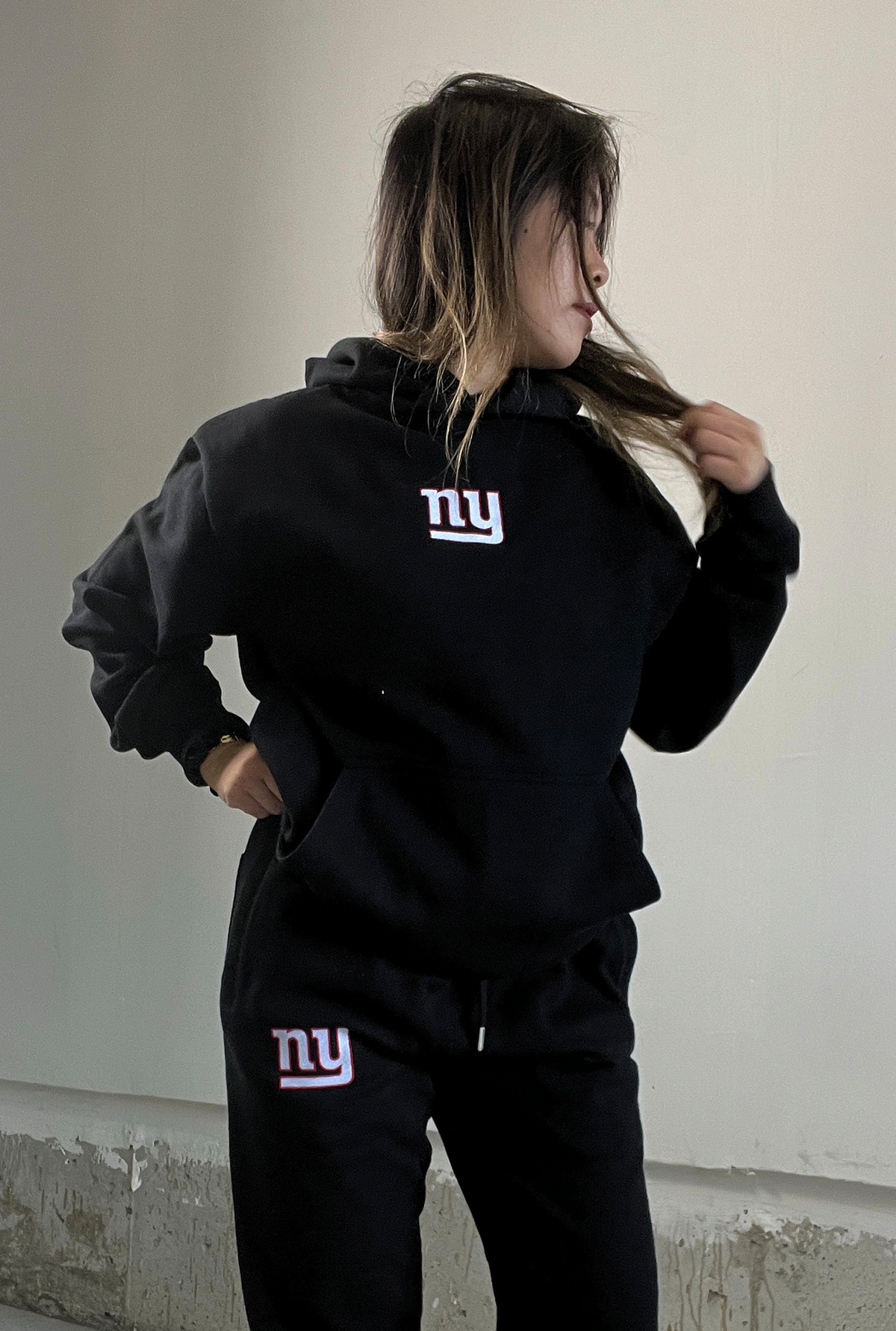 Sweat à capuche épais New York Giants Logo - Noir