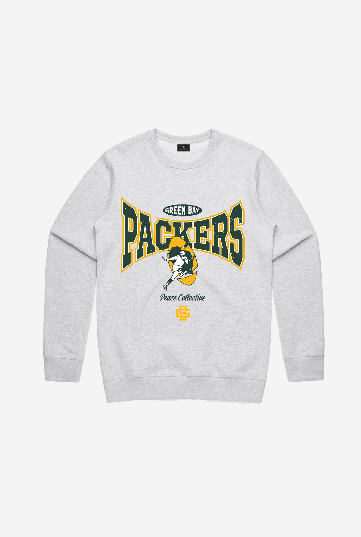 Green Bay Packers Washed Graphic Crewneck - Ash