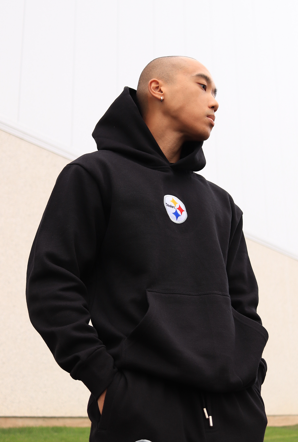 Sweat à capuche épais avec logo Pittsburgh Steelers - Noir