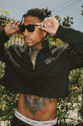 Crybaby Cropped Quarter Zip - Black