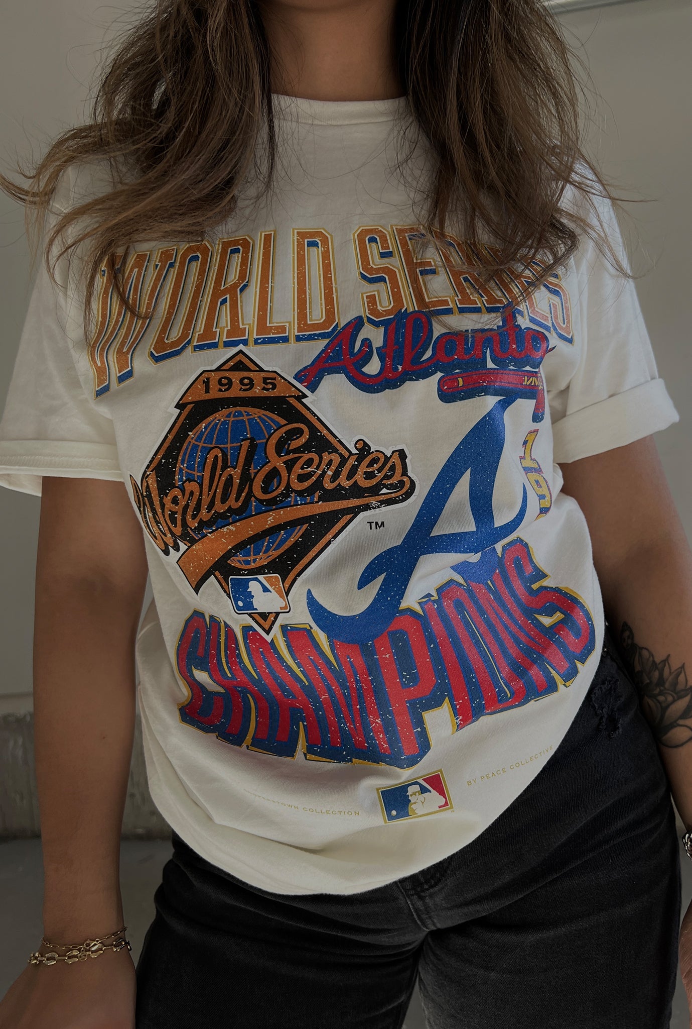 T-shirt Premium Collection Cooperstown des Braves d'Atlanta 1995 World Series - Naturel