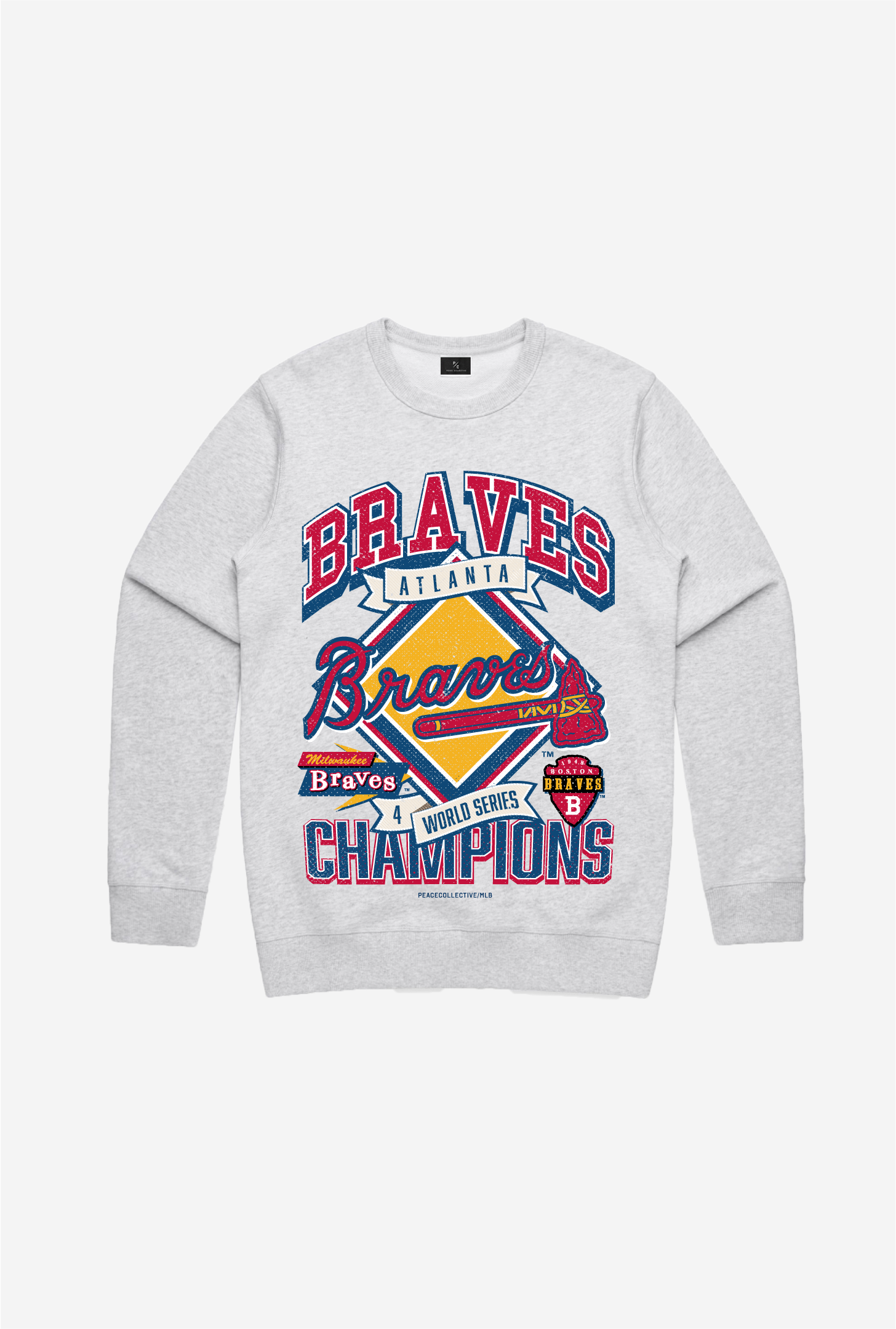 Atlanta Braves Vintage Cooperstown Collection Crewneck - Ash