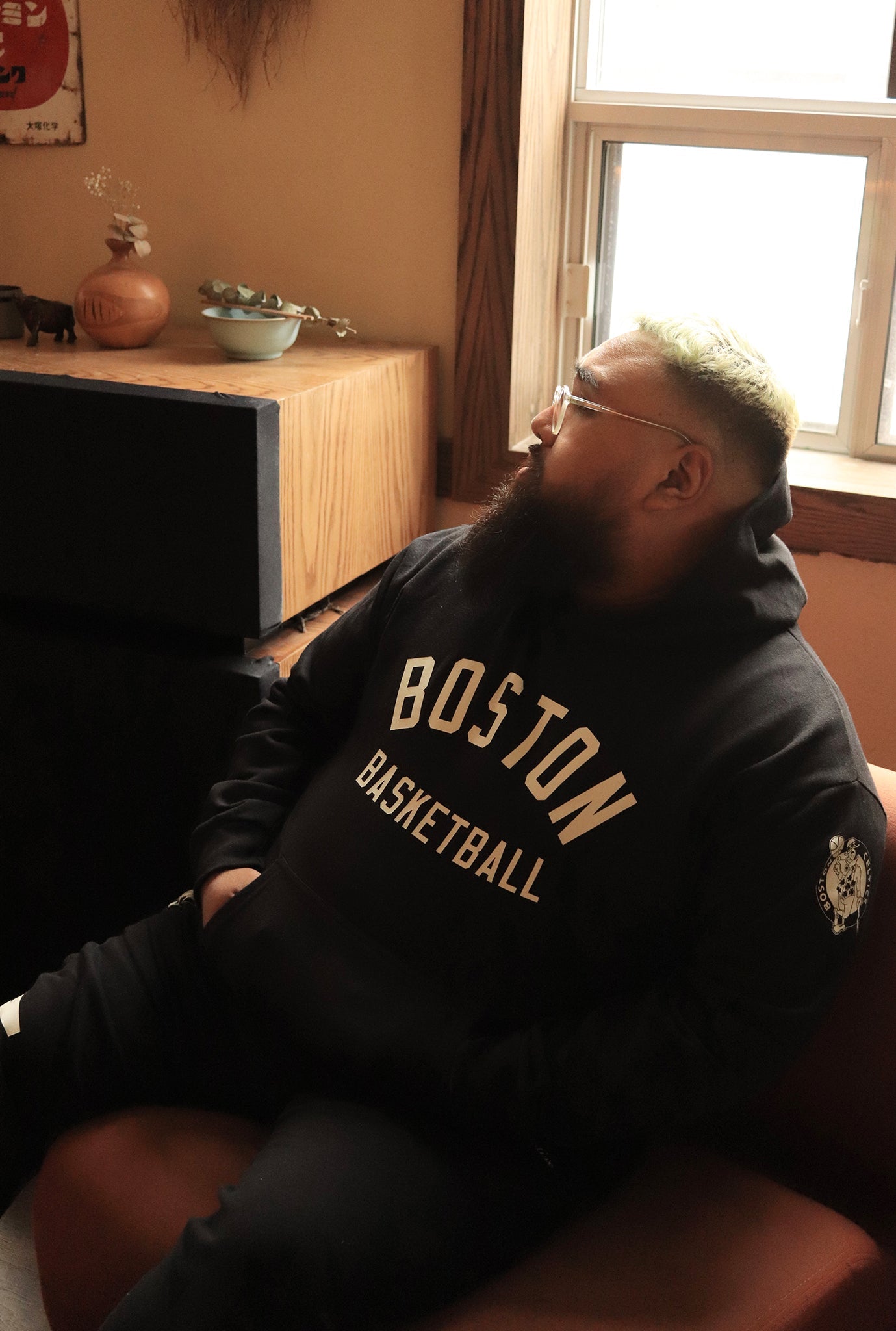 Sweat à capuche épais Boston Celtics - Noir