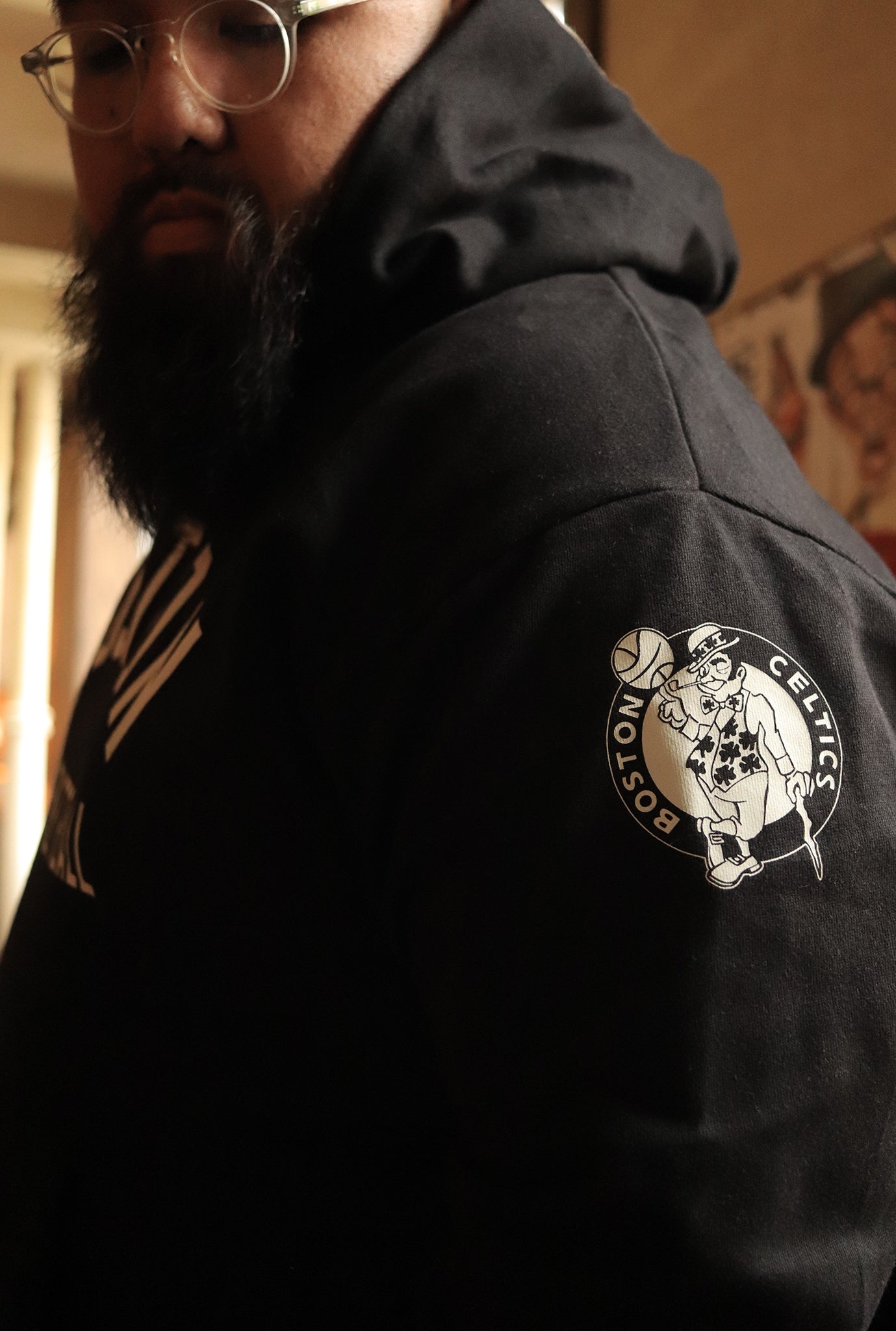 Sweat à capuche épais Boston Celtics - Noir