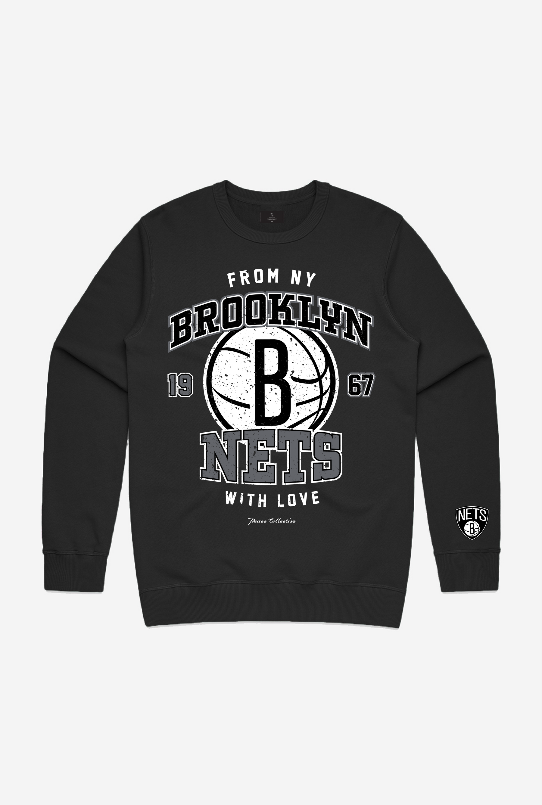 Brooklyn Nets Washed Crewneck - Black