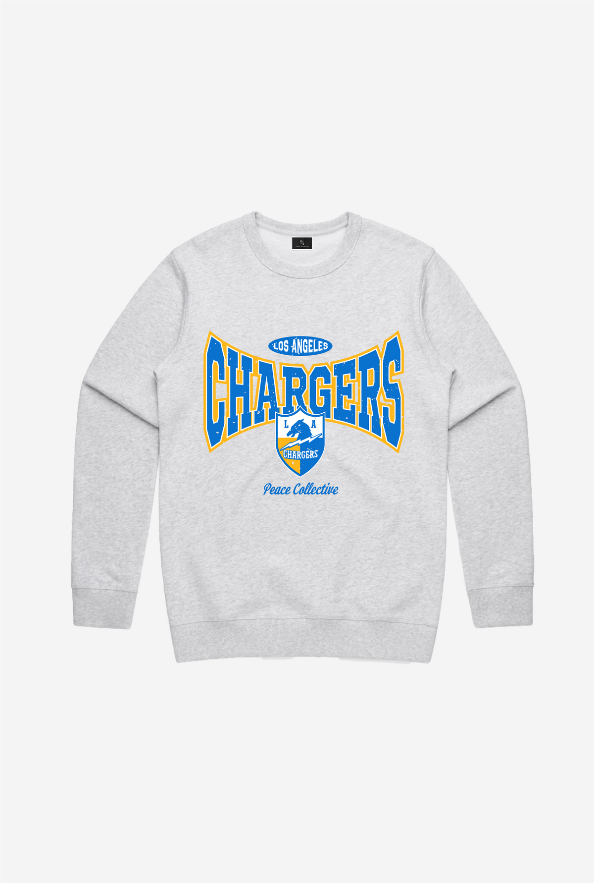 Pull ras du cou graphique délavé Los Angeles Chargers - Cendre