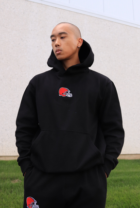 Sweat à capuche épais avec logo Cleveland Browns - Noir