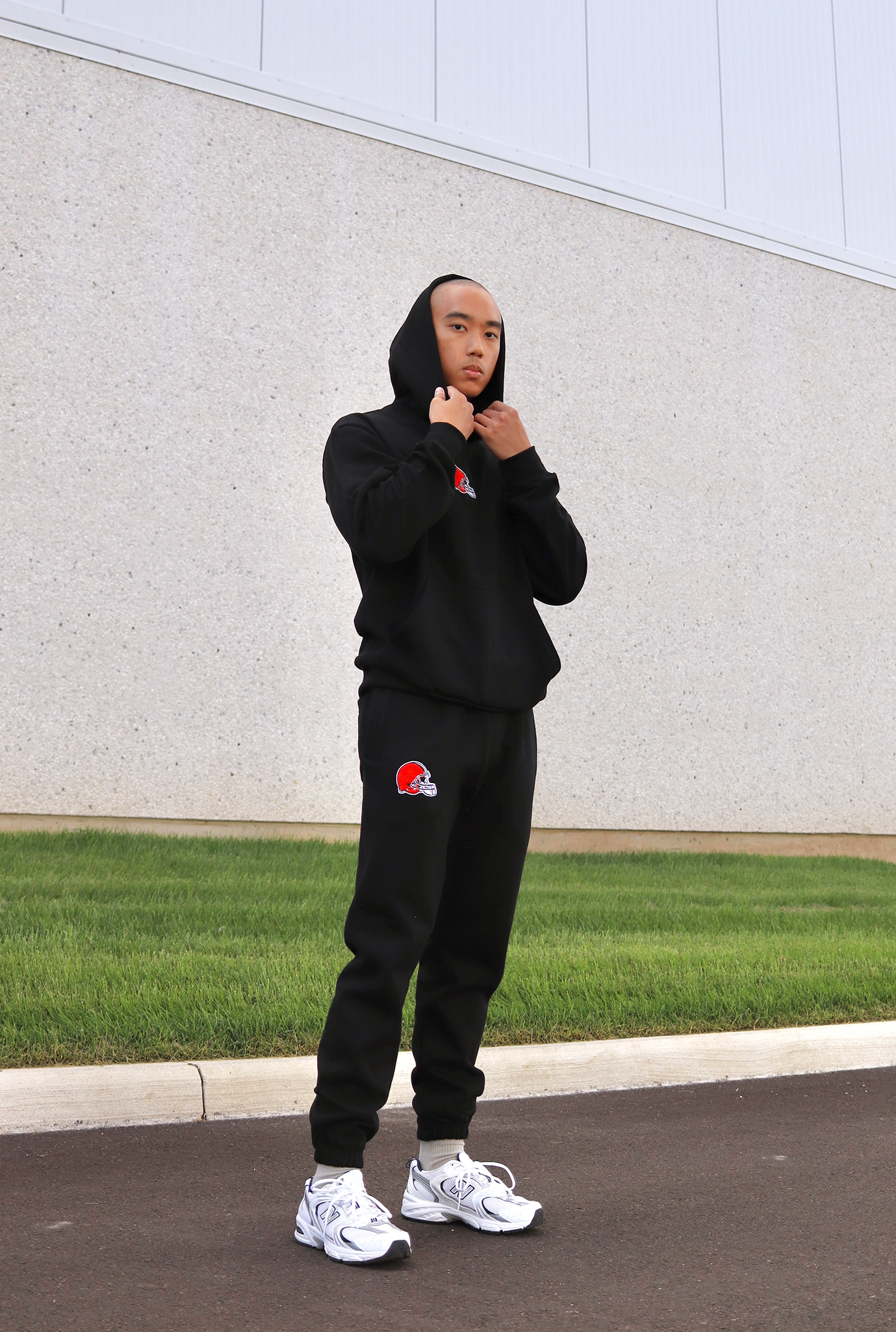 Sweat à capuche épais avec logo Cleveland Browns - Noir
