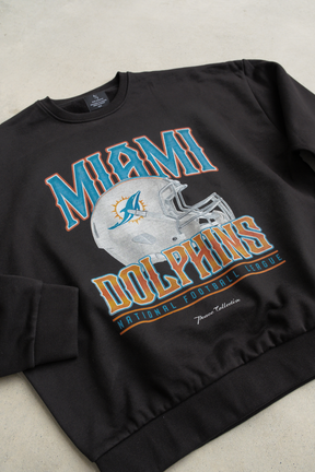 Miami Dolphins Helmet SuperHeavy™️ Crewneck - Off Black