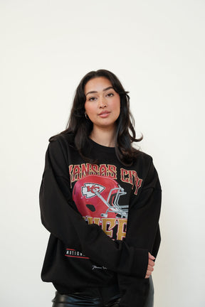 Kansas City Chiefs Helmet SuperHeavy™️ Crewneck - Off Black