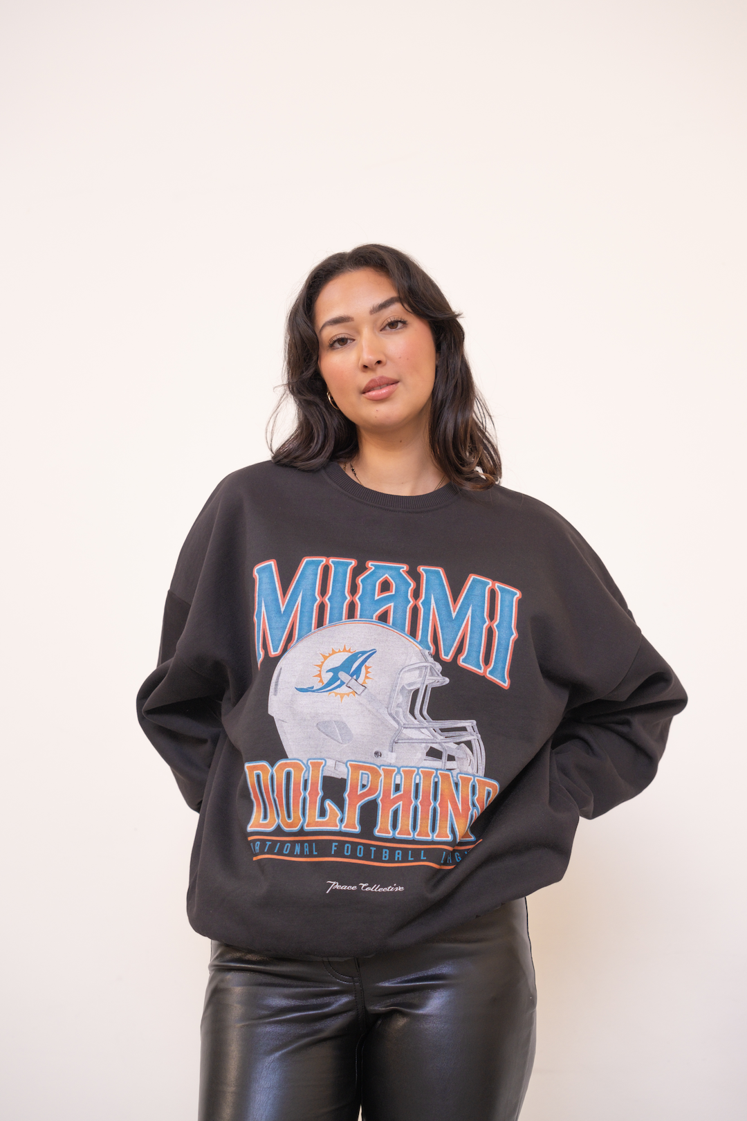 Miami Dolphins Helmet SuperHeavy™️ Crewneck - Off Black