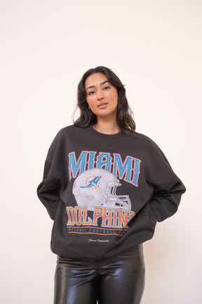 Miami Dolphins Helmet SuperHeavy™️ Crewneck - Off Black