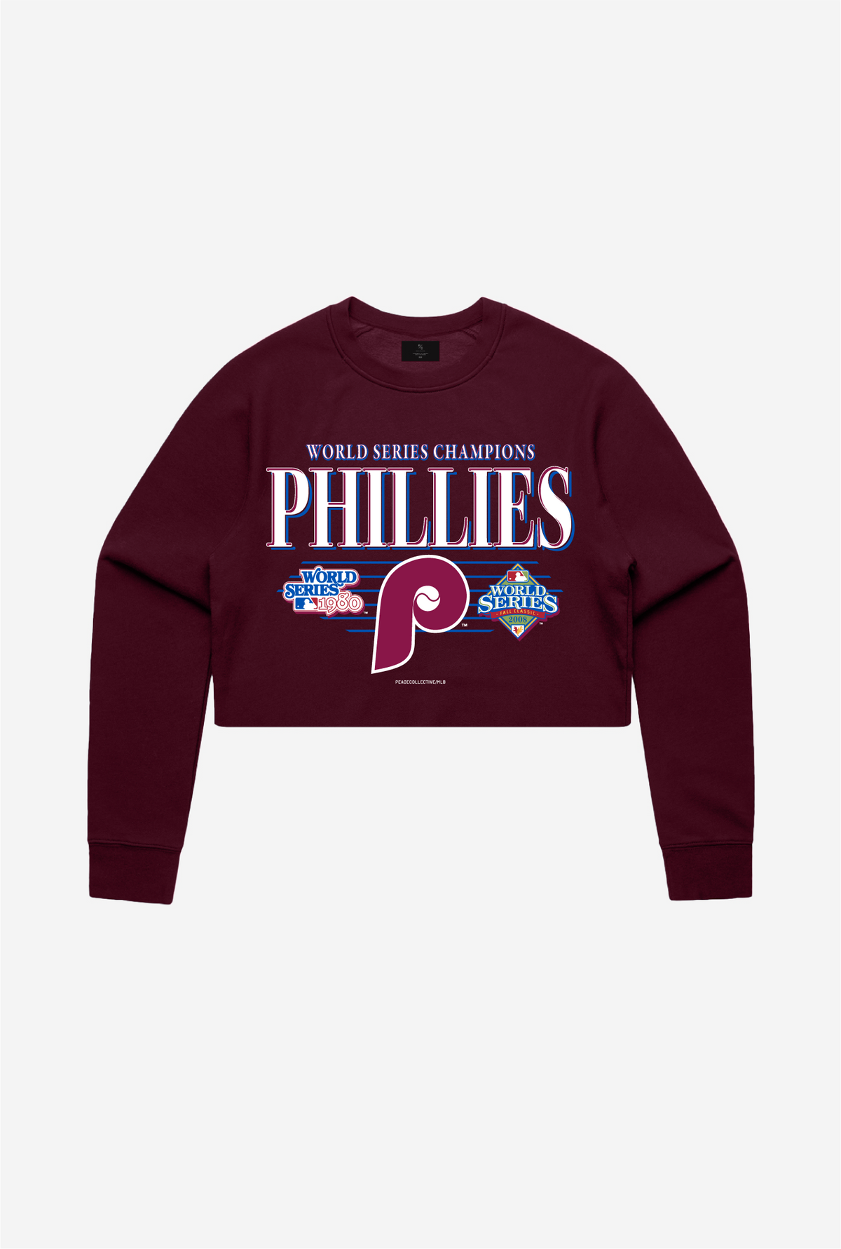 Philadelphia Phillies Throwback Cropped Crewneck - Maroon