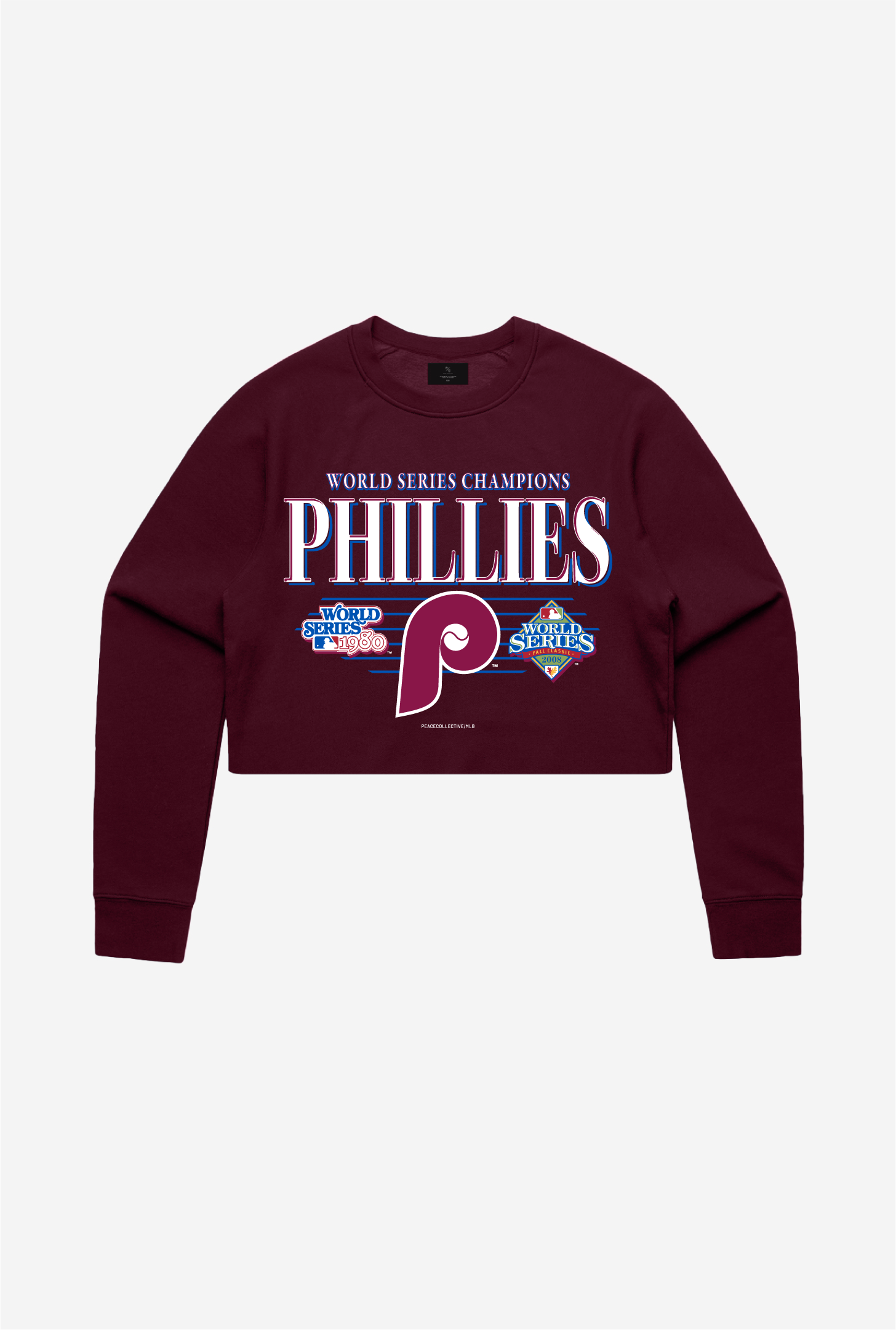 Philadelphia Phillies Throwback Cropped Crewneck - Maroon