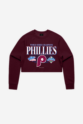 Philadelphia Phillies Throwback Cropped Crewneck - Maroon