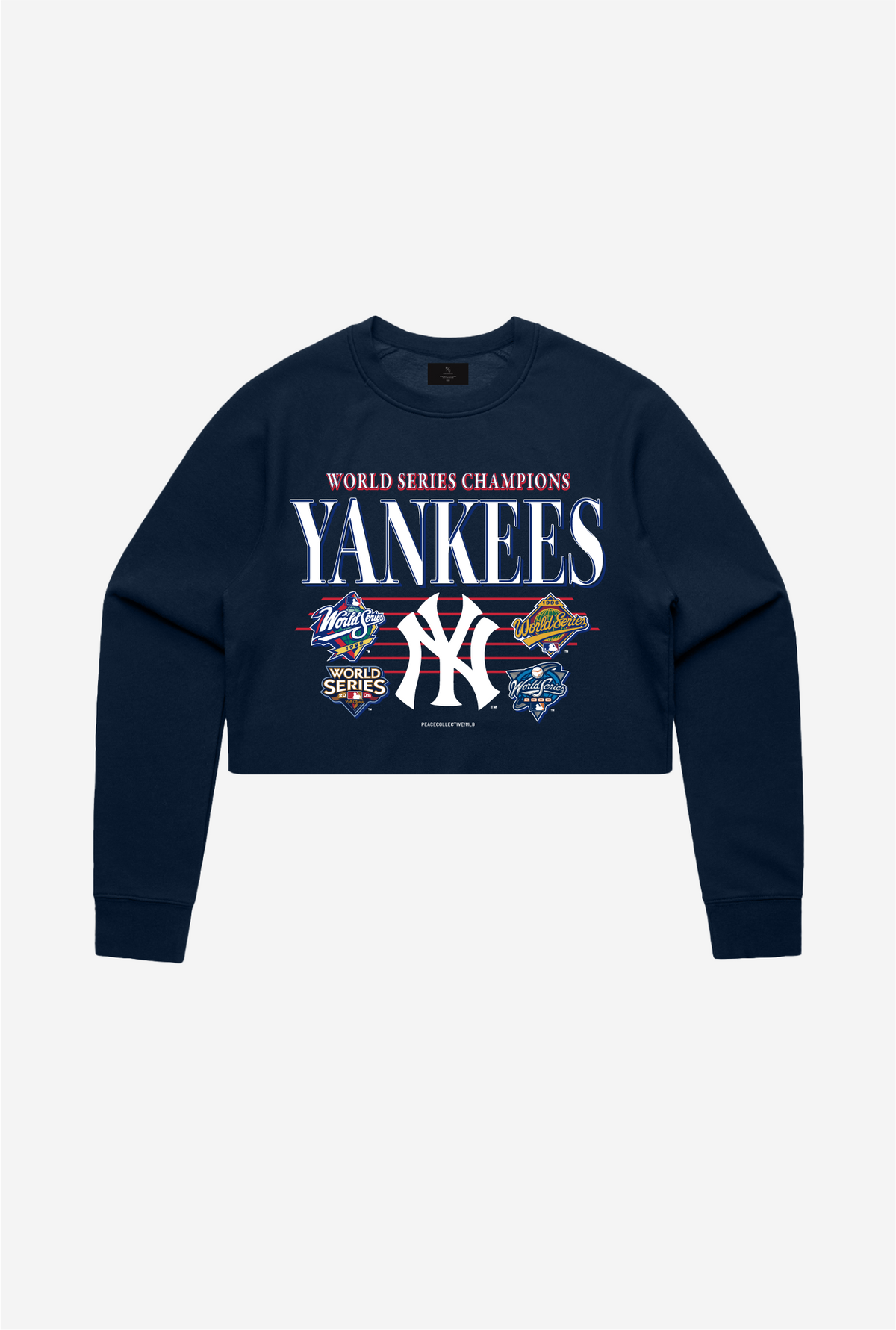 New York Yankees Throwback Cropped Crewneck - Navy