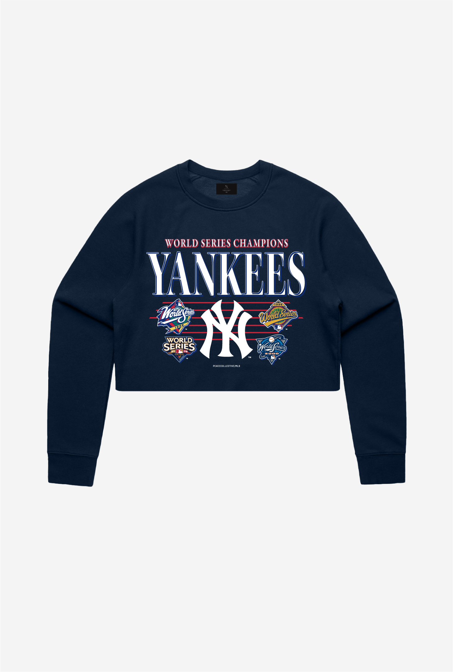 New York Yankees Throwback Cropped Crewneck - Navy
