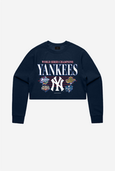 New York Yankees Throwback Cropped Crewneck - Navy