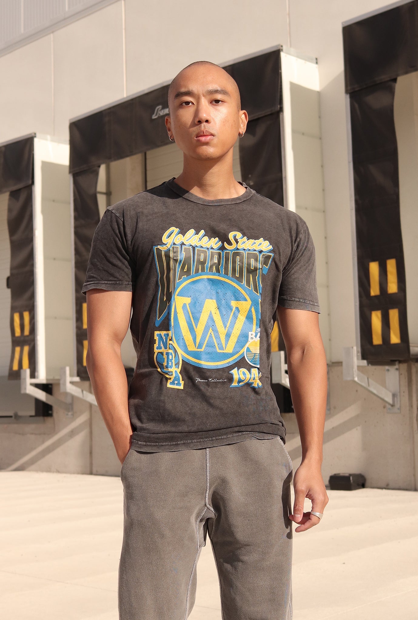 Golden State Warriors Stonewash T-Shirt - Black