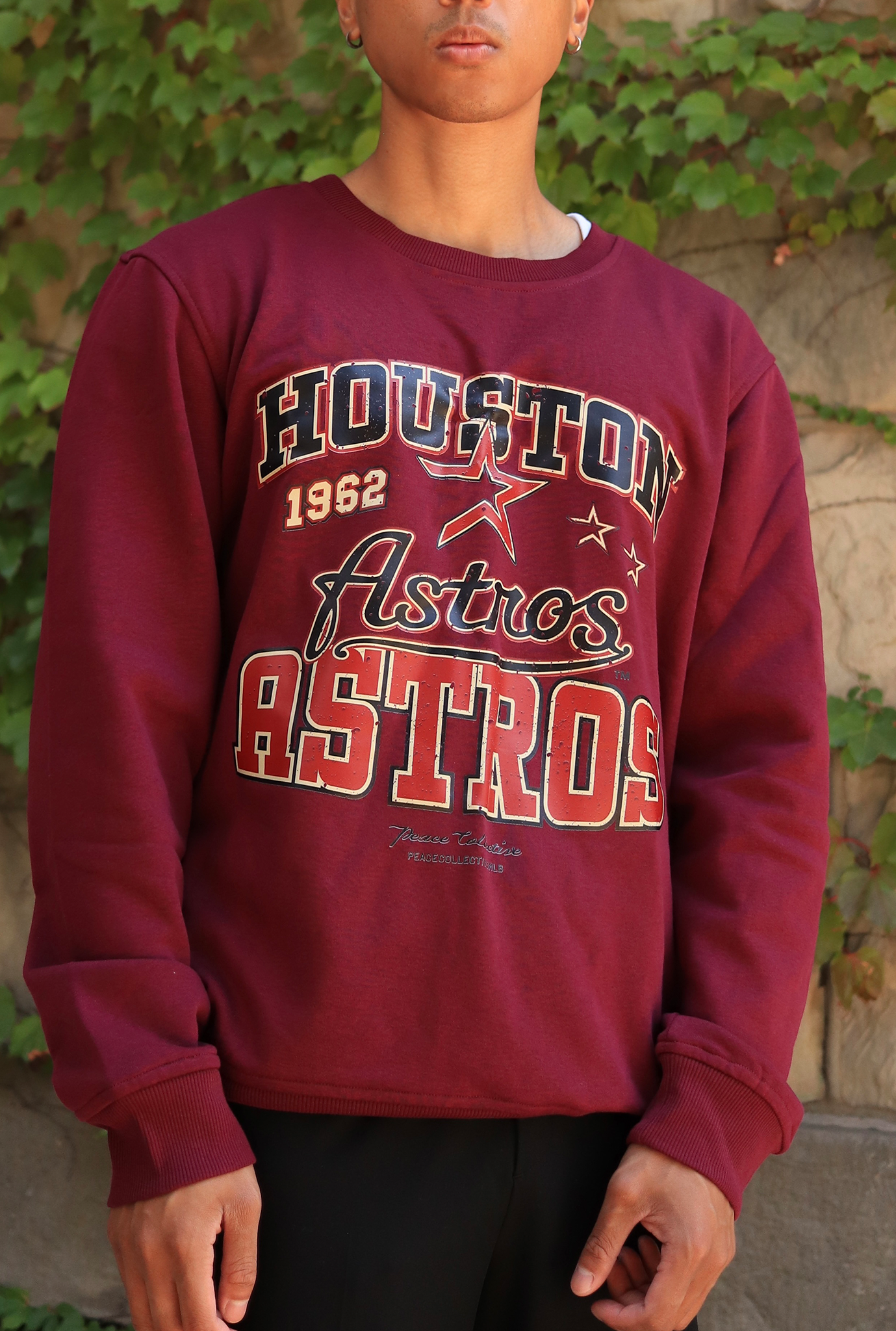 Chandail à col ras du cou Vintage Washed des Astros de Houston - Bordeaux