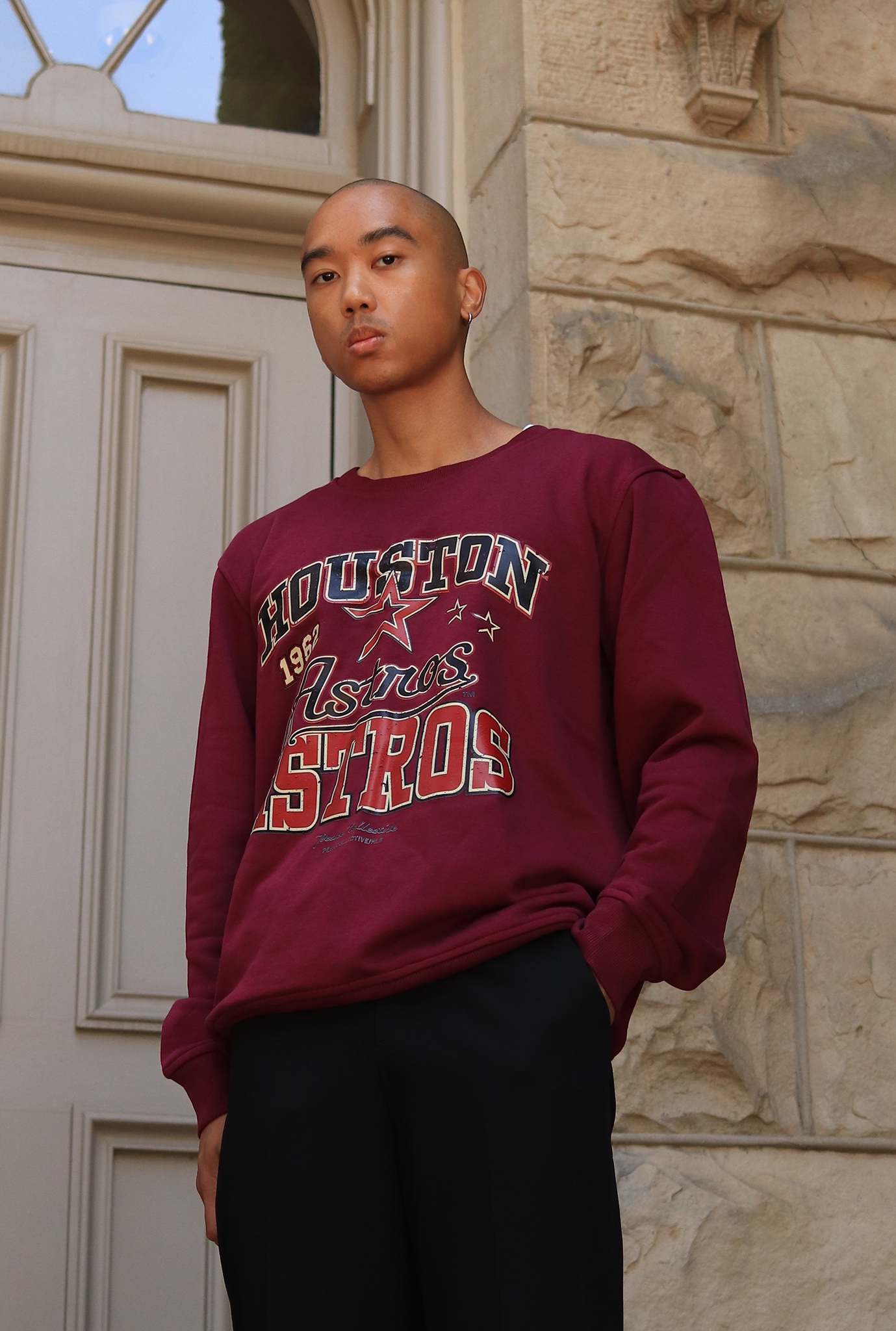 Chandail à col ras du cou Vintage Washed des Astros de Houston - Bordeaux