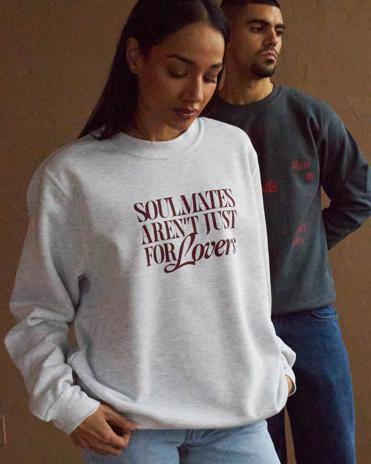 Soulmates Aren't Just For Lovers Crewneck - Ash