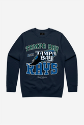 Pull ras du cou vintage délavé Rays de Tampa Bay - Marine