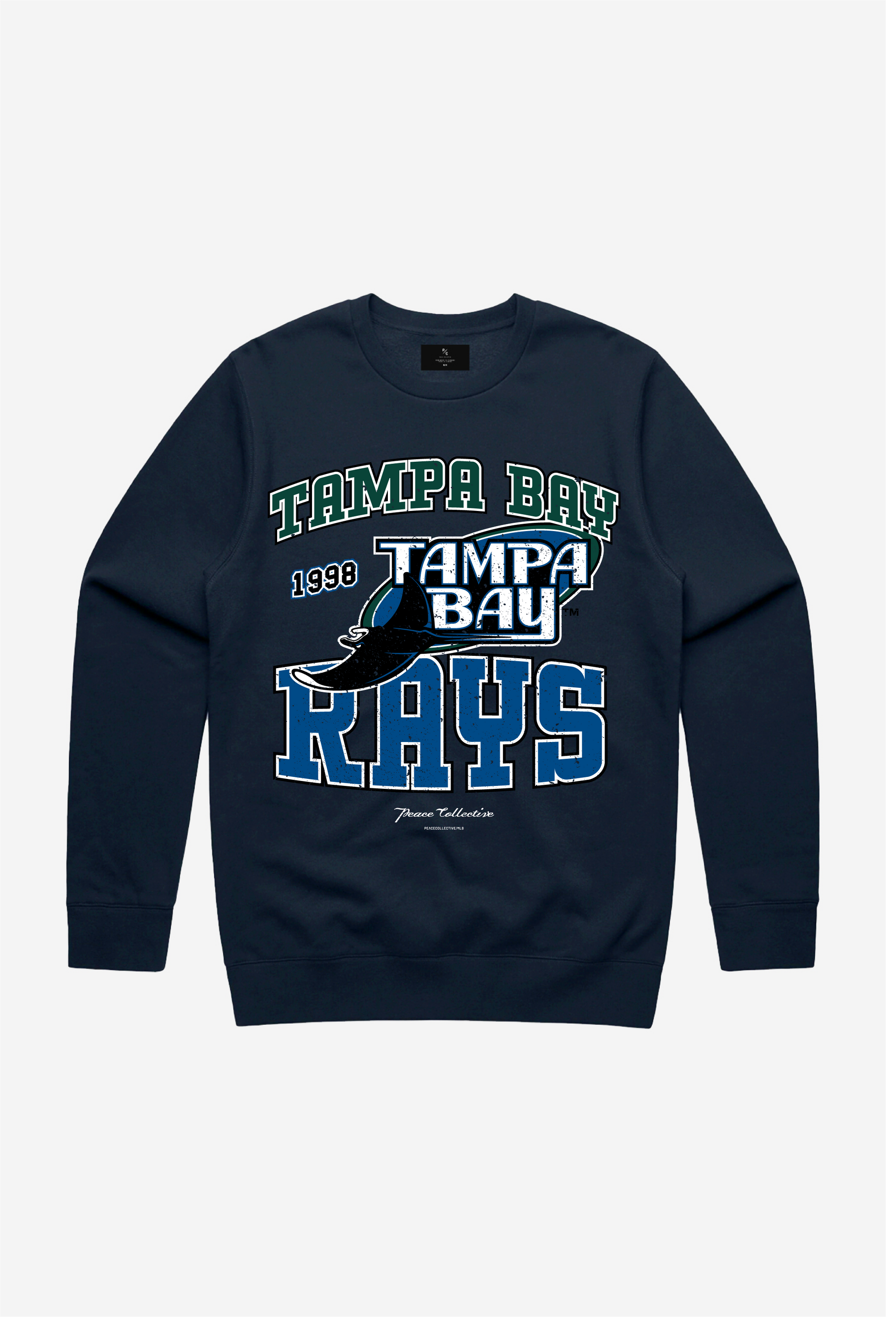 Pull ras du cou vintage délavé Rays de Tampa Bay - Marine
