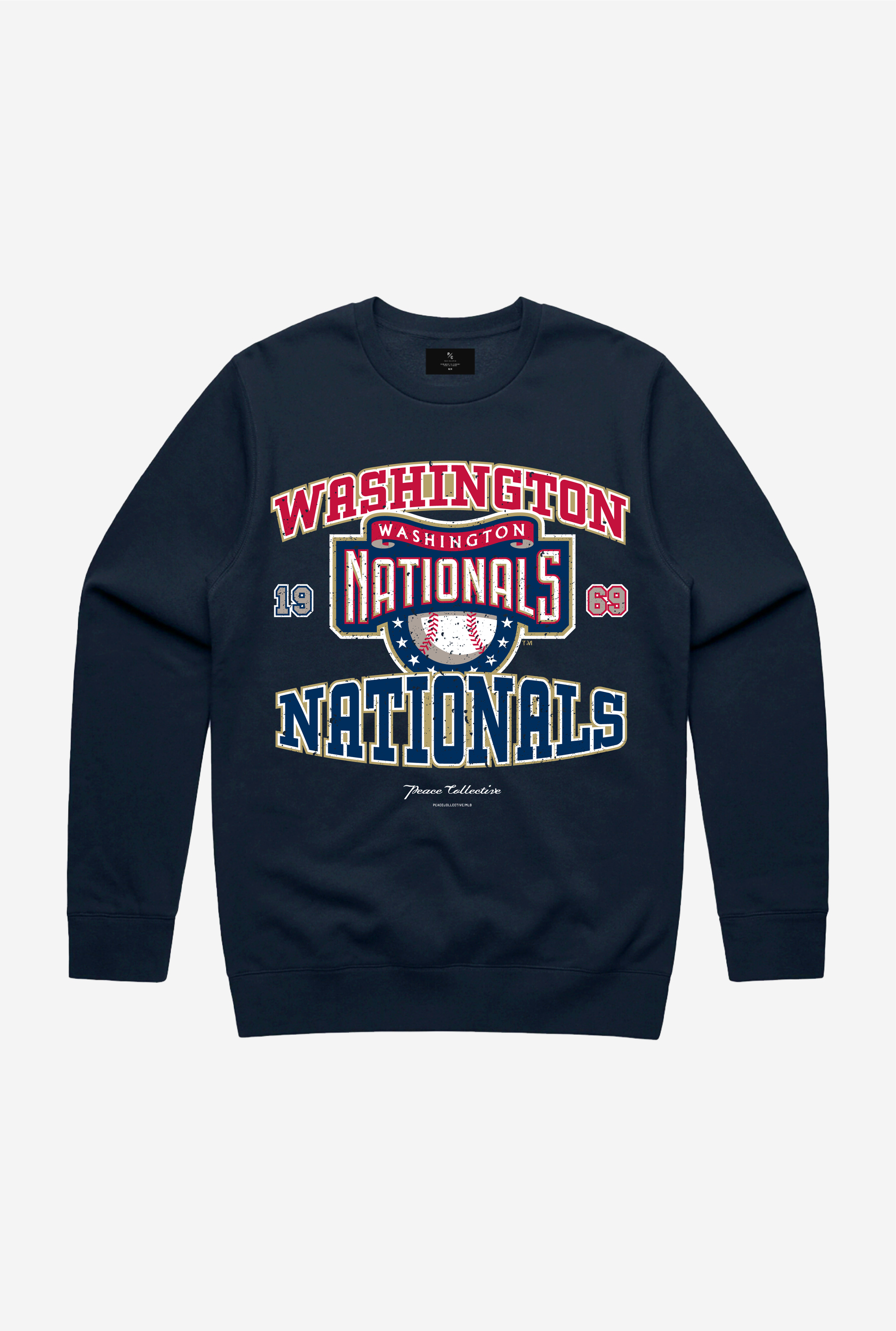 Pull ras du cou vintage délavé Washington Nationals - Marine