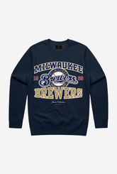 Milwaukee Brewers Vintage Washed Crewneck - Marine
