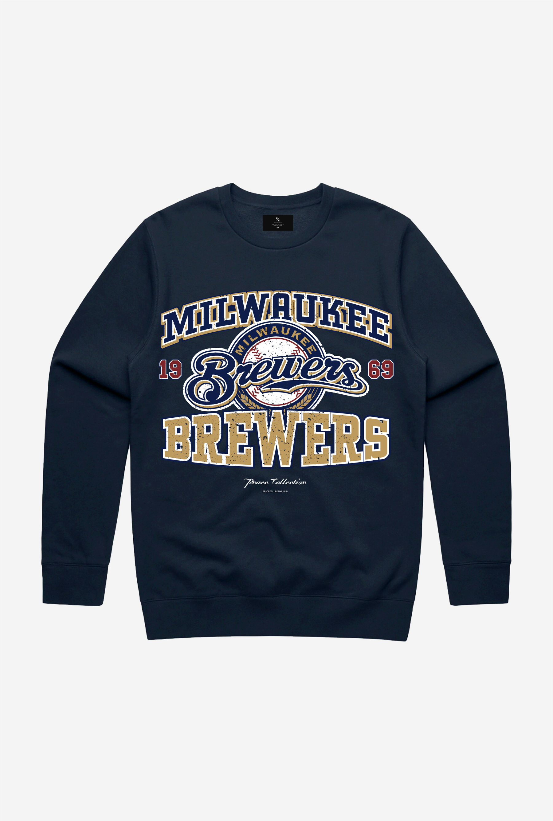 Milwaukee Brewers Vintage Washed Crewneck - Marine
