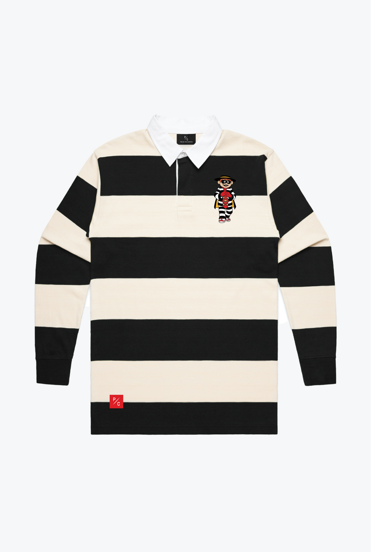 P/C x McDonald's Hamburglar Long Sleeve Polo - Black/Ivory