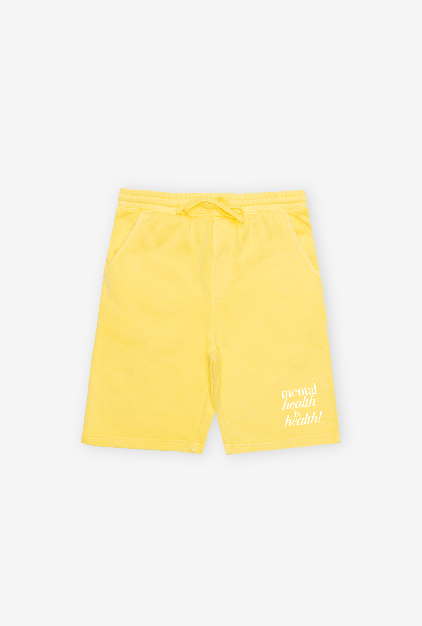 Mental Health is Health Pigment Dye Shorts - Yellow