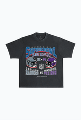 Super Bowl XI : Oakland Raiders vs Minnesota Vikings T-shirt délavé - Noir