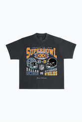 Super Bowl XXX : Dallas Cowboys vs Pittsburgh Steelers T-shirt délavé - Noir