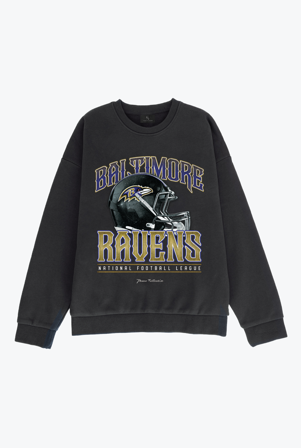 Baltimore Ravens Helmet Super Heavy Crewneck - Black