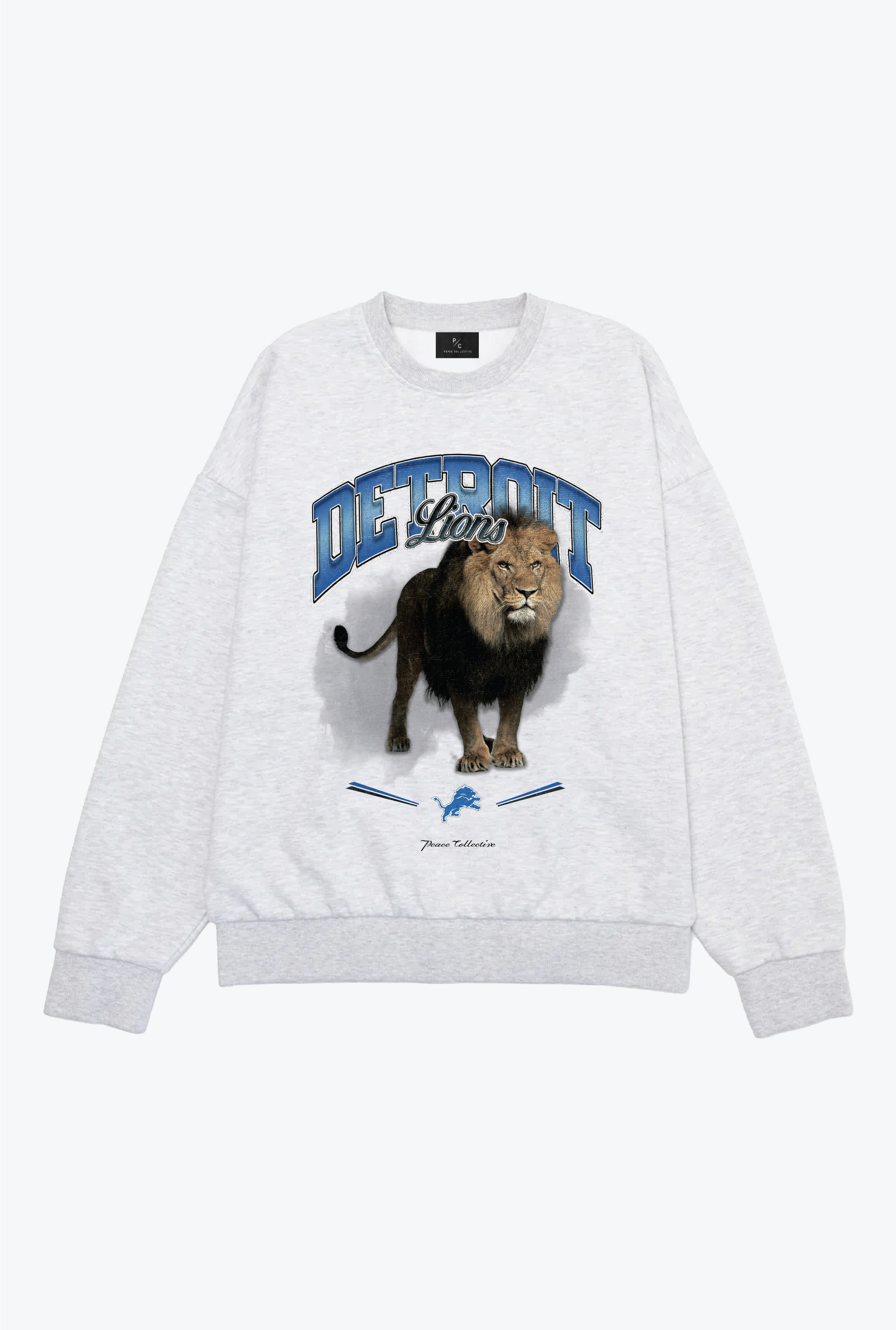 Detroit Lions Mascot Super Heavy Crewneck - Ash