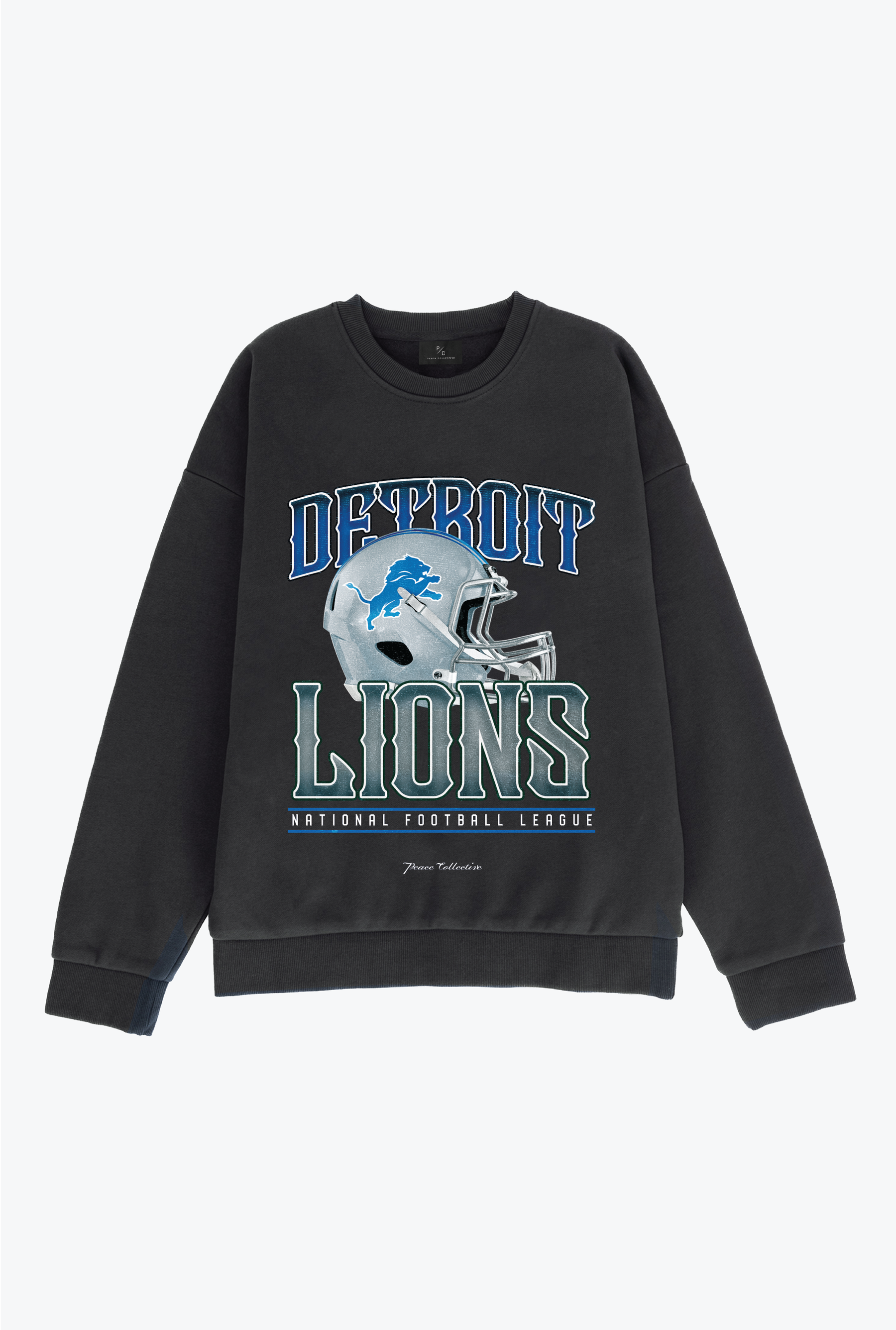 Detroit Lions Helmet Super Heavy Crewneck - Black