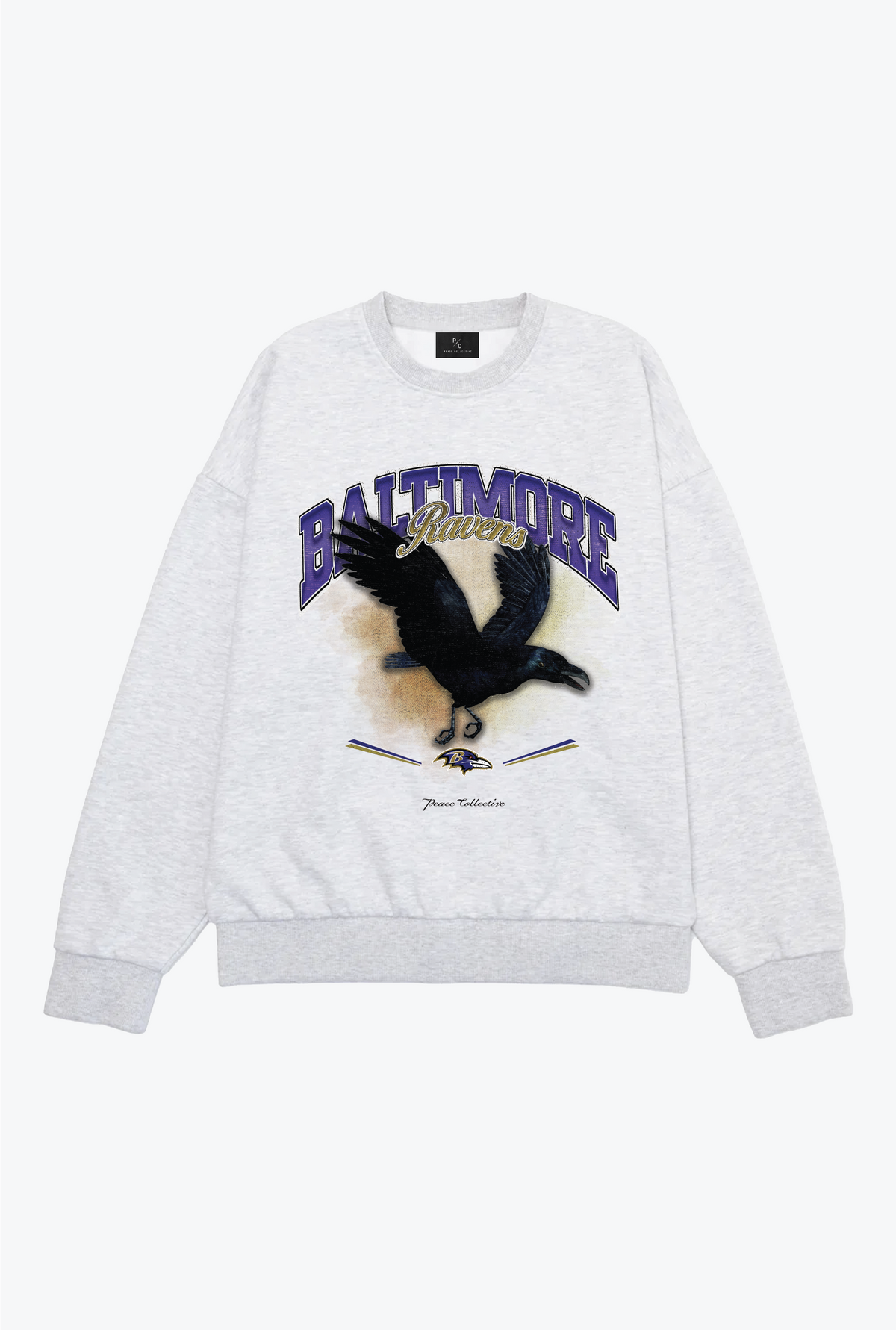 Baltimore Ravens Mascot Super Heavy Crewneck - Ash