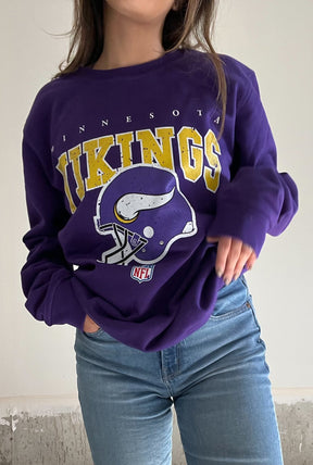 Pull ras du cou Vintage Vikings du Minnesota - Violet