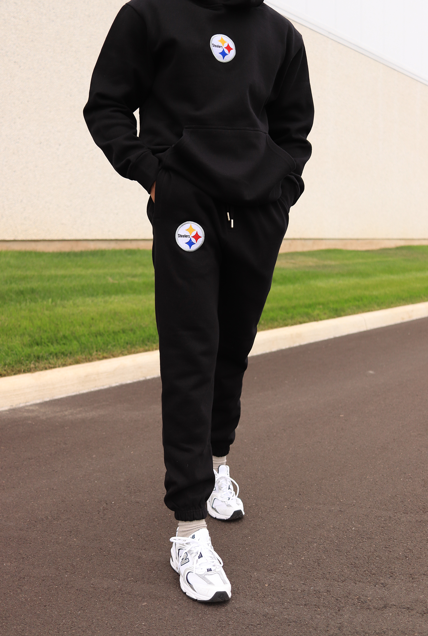 Pantalon de jogging épais avec logo Pittsburgh Steelers - Noir