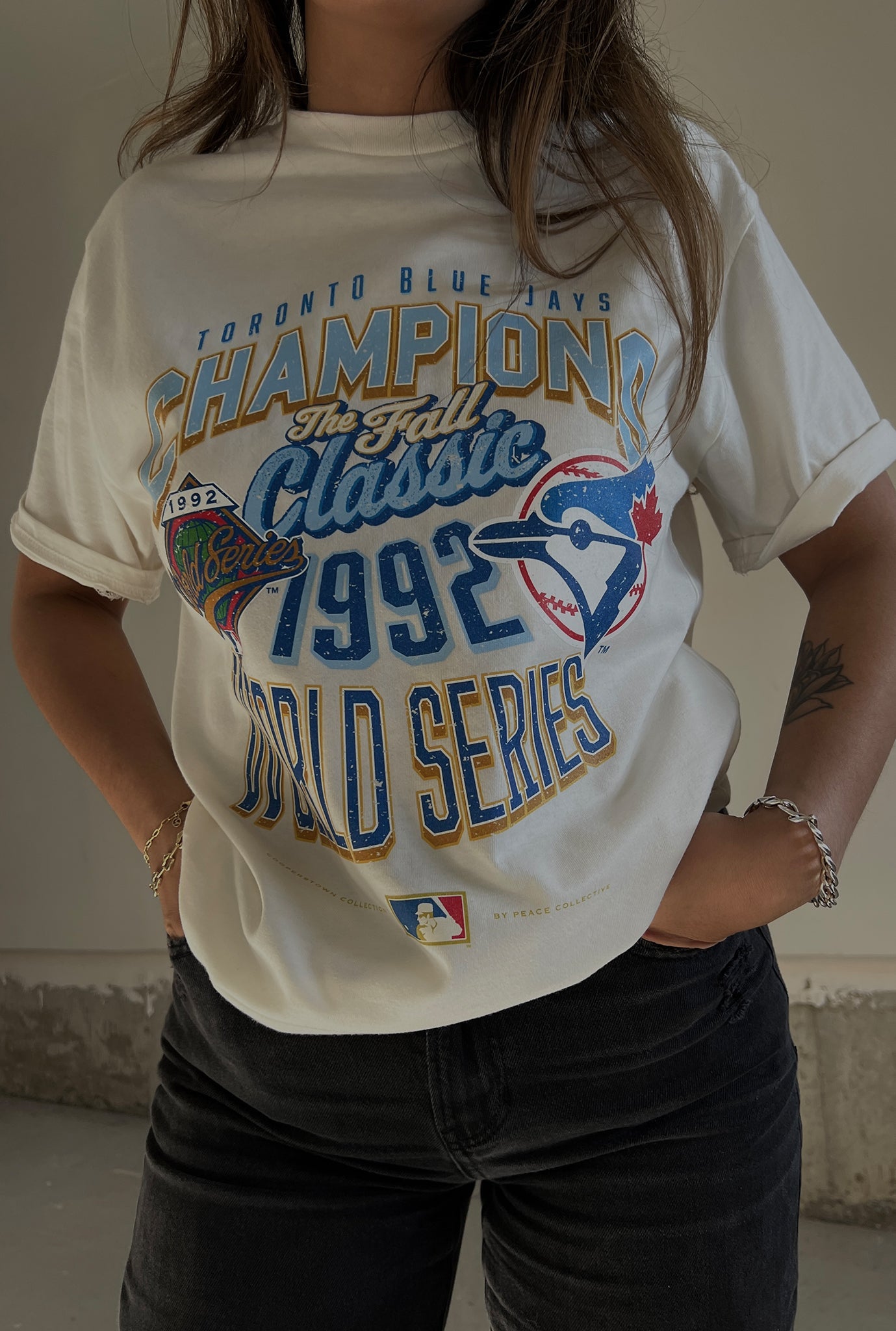 T-shirt Premium Collection Cooperstown des Blue Jays de Toronto 1992 - Naturel