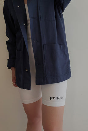 Peace Bike Shorts - White