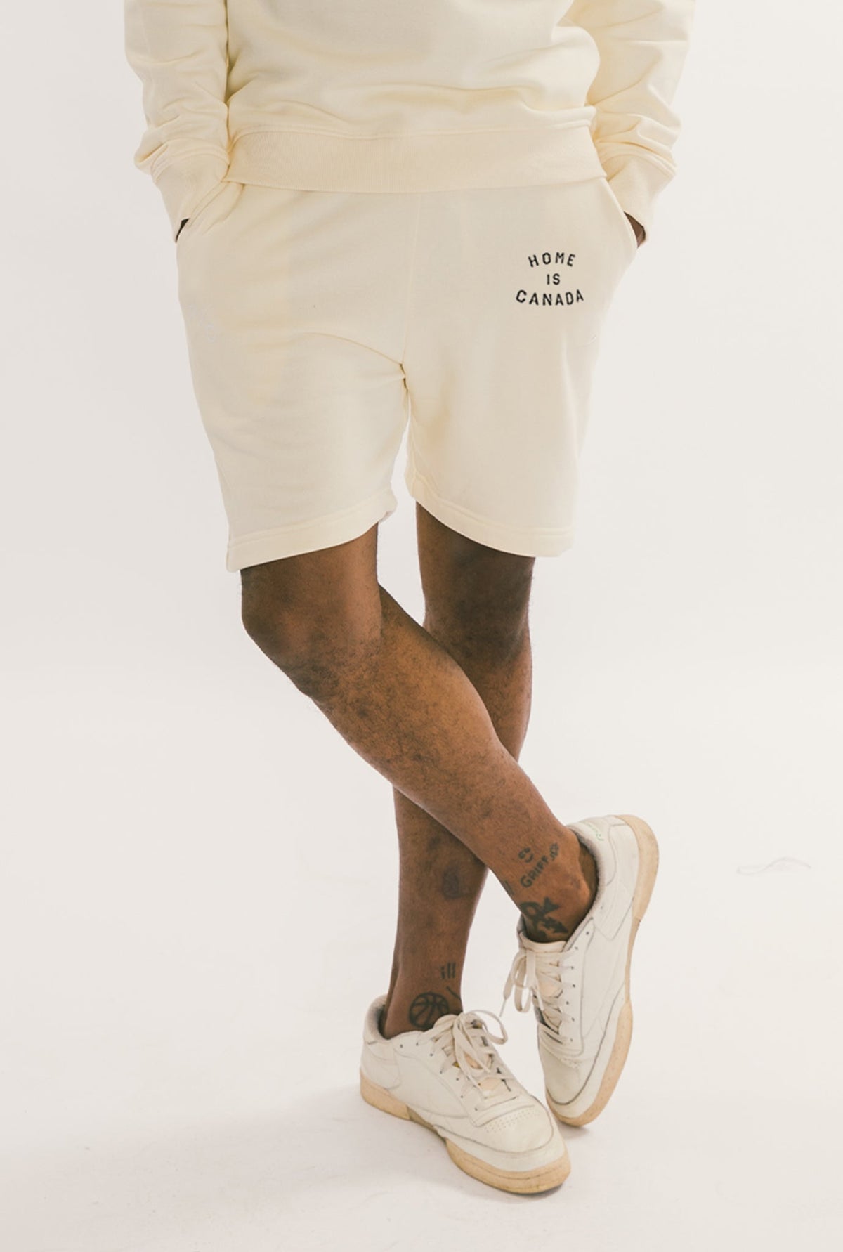 Home is Canada Crescent Fleece Shorts - Ivory