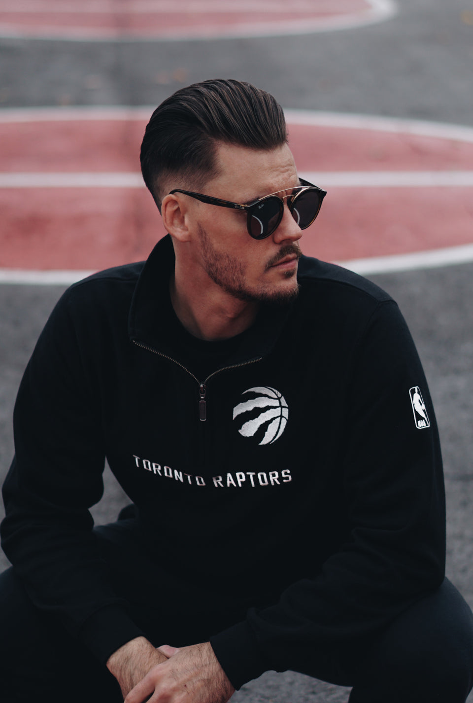 Toronto Raptors 1/4 Zip Sweater - Black