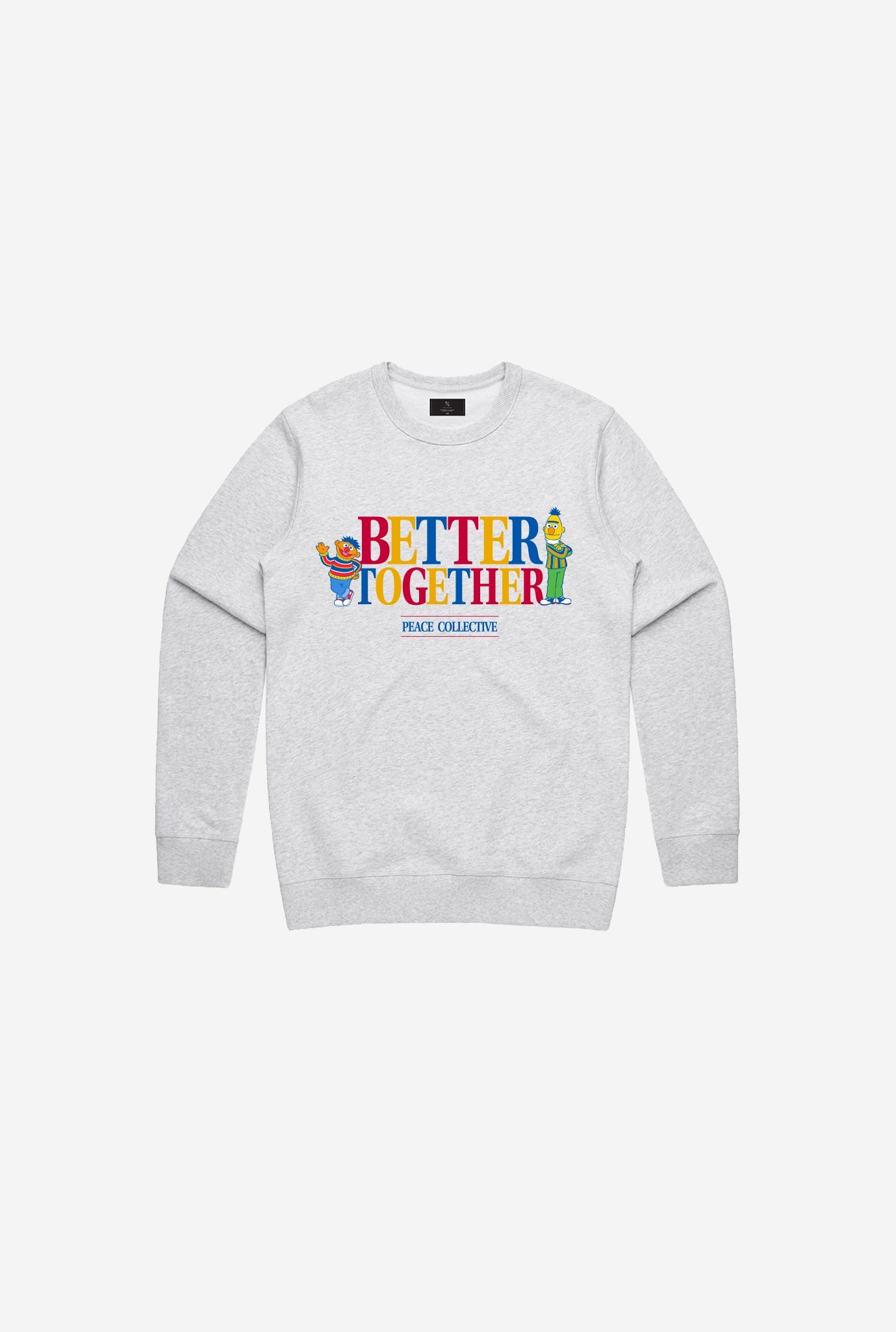Bert and Ernie Better Together Kids Vintage Crewneck - Ash