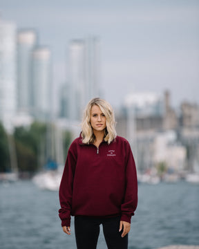 Home is Canada 1/4 Zip Sweater - Maroon